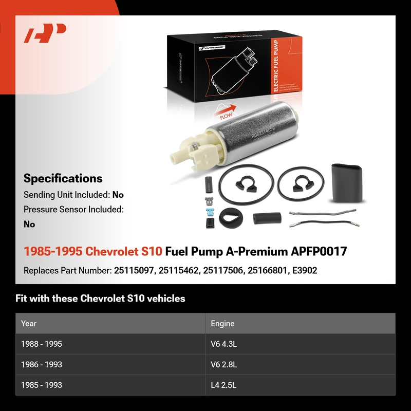 1985-1995 Chevrolet S10 Fuel Pump A-Premium APFP0017