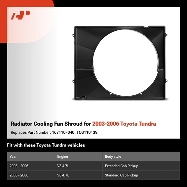 Radiator Cooling Fan Shroud for 2003-2006 Toyota Tundra