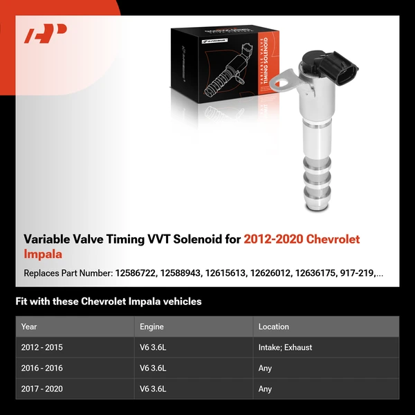 Variable Valve Timing VVT Solenoid for 2012-2020 Chevrolet Impala