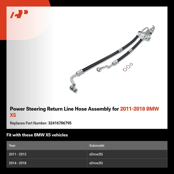 Power Steering Return Line Hose Assembly for 2011-2018 BMW X5