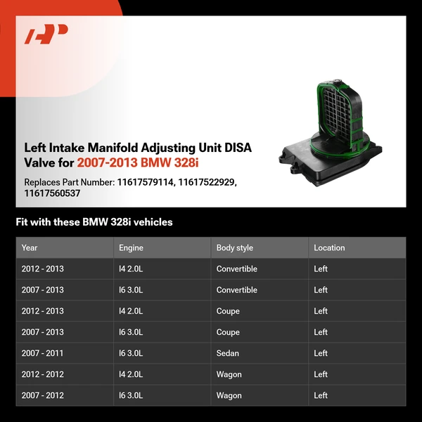 Left Intake Manifold Adjusting Unit DISA Valve for 2007-2013 BMW 328i
