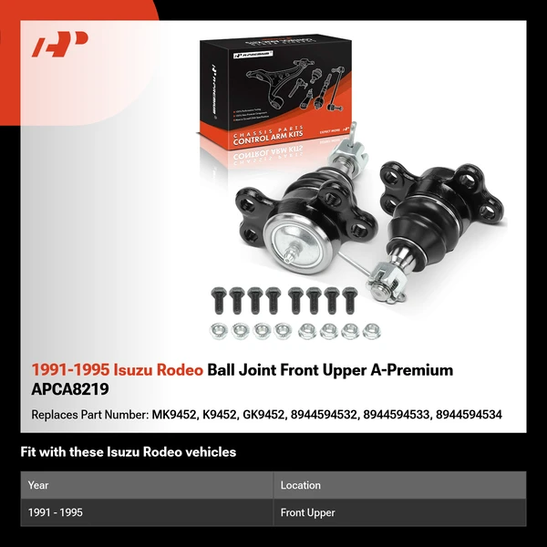 1991-1995 Isuzu Rodeo Ball Joint Front Upper A-Premium APCA8219
