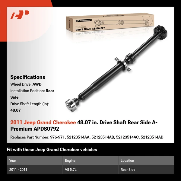 2011 Jeep Grand Cherokee 48.07 in. Drive Shaft Rear Side A-Premium APDS0792