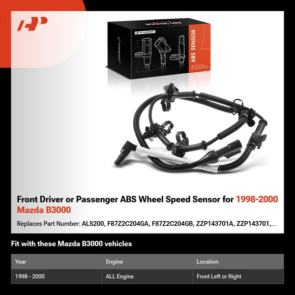 Front Driver or Passenger ABS Wheel Speed Sensor for 1998-2000 Mazda B3000