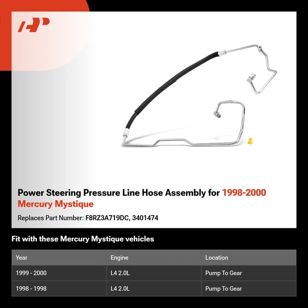 Power Steering Pressure Line Hose Assembly for 1998-2000 Mercury Mystique