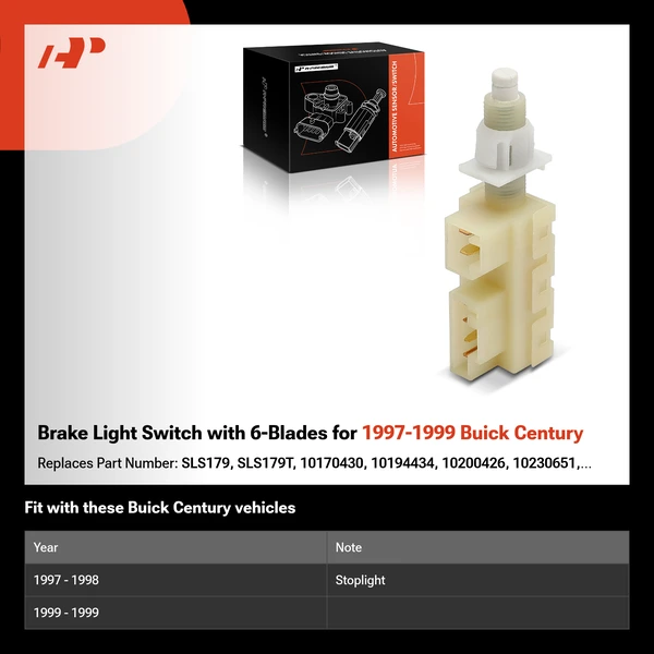 Brake Light Switch with 6-Blades for 1997-1999 Buick Century