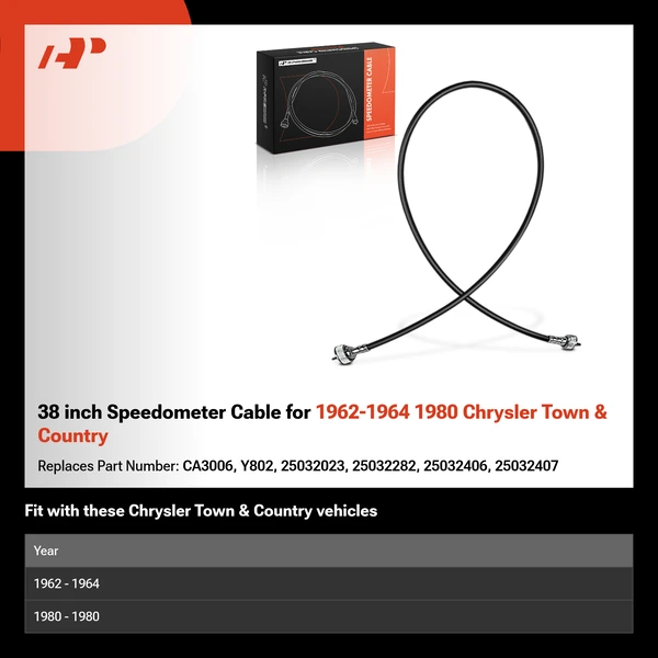 38 inch Speedometer Cable for 1962-1964 1980 Chrysler Town & Country