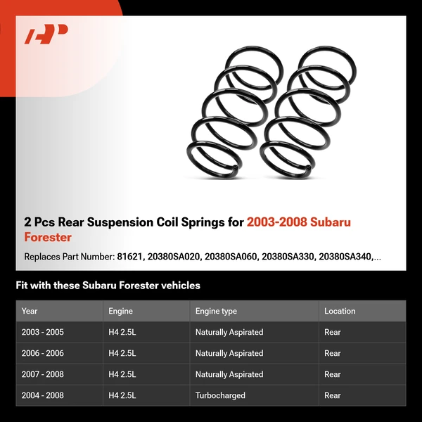 2 Pcs Rear Suspension Coil Springs for 2003-2008 Subaru Forester