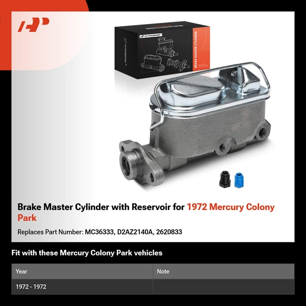 Brake Master Cylinder with Reservoir for 1972 Mercury Colony Park