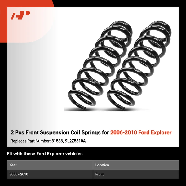 2 Pcs Front Suspension Coil Springs for 2006-2010 Ford Explorer