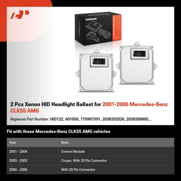 2 Pcs Xenon HID Headlight Ballast for 2001-2006 Mercedes-Benz CLK55 AMG