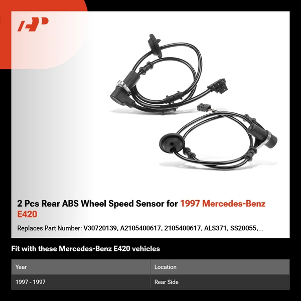 2 Pcs Rear ABS Wheel Speed Sensor for 1997 Mercedes-Benz E420