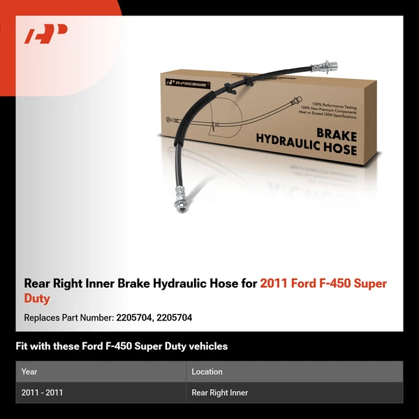 Rear Right Inner Brake Hydraulic Hose for 2011 Ford F-450 Super Duty