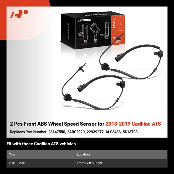 2 Pcs Front ABS Wheel Speed Sensor for 2013-2019 Cadillac ATS