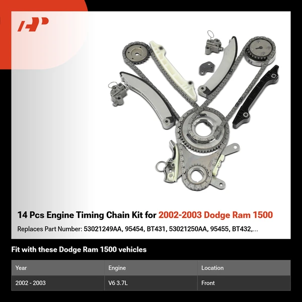 14 Pcs Engine Timing Chain Kit for 2002-2003 Dodge Ram 1500