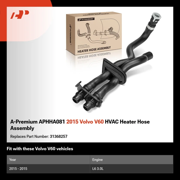 A-Premium APHHA081 2015 Volvo V60 HVAC Heater Hose Assembly