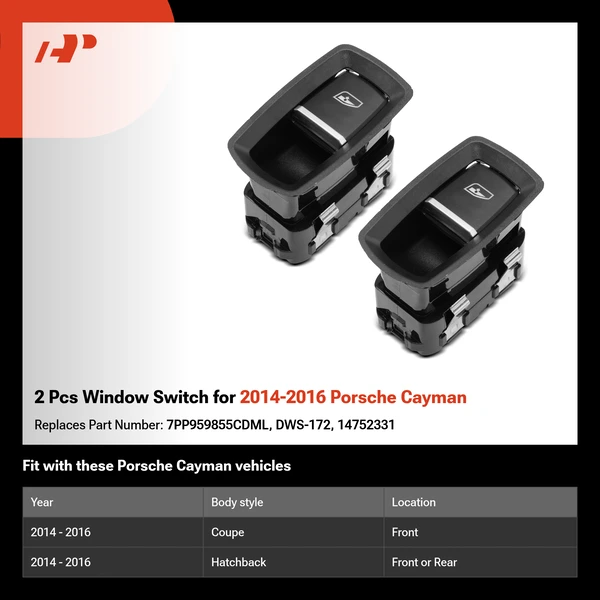 2 Pcs Window Switch for 2014-2016 Porsche Cayman
