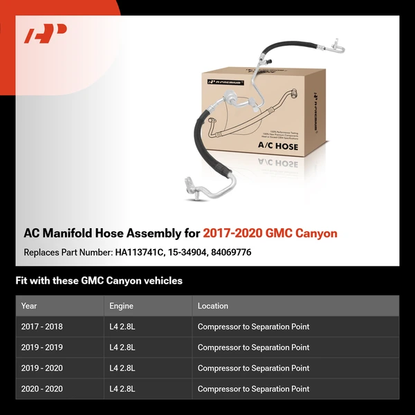 AC Manifold Hose Assembly for 2017-2020 GMC Canyon