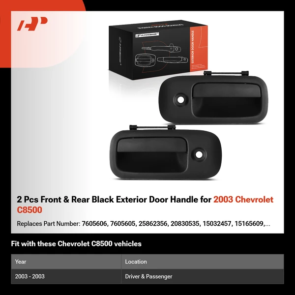 2 Pcs Front & Rear Black Exterior Door Handle for 2003 Chevrolet C8500