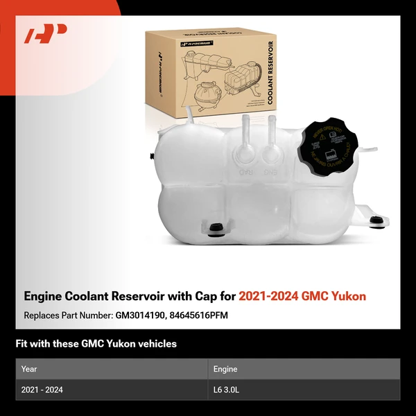 Engine Coolant Reservoir with Cap for 2021-2024 GMC Yukon