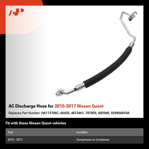 AC Discharge Hose for 2015-2017 Nissan Quest