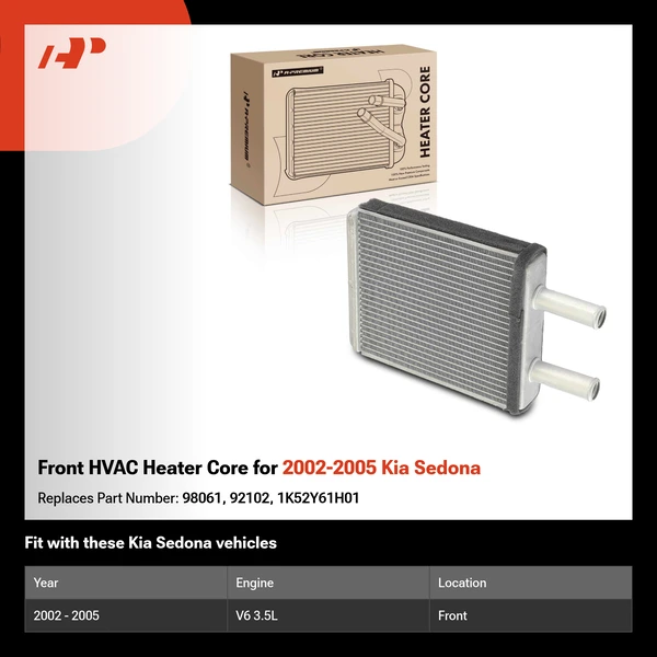 Front HVAC Heater Core for 2002-2005 Kia Sedona