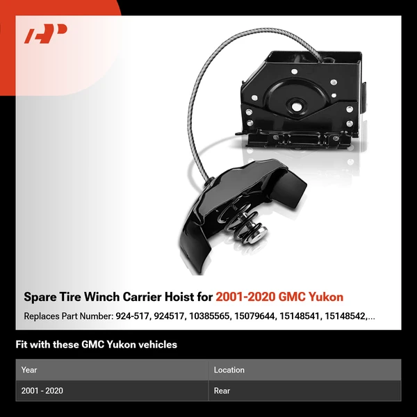 Spare Tire Winch Carrier Hoist for 2001-2020 GMC Yukon