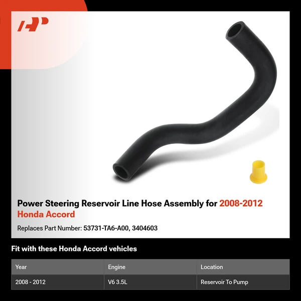 Power Steering Reservoir Line Hose Assembly for 2008-2012 Honda Accord