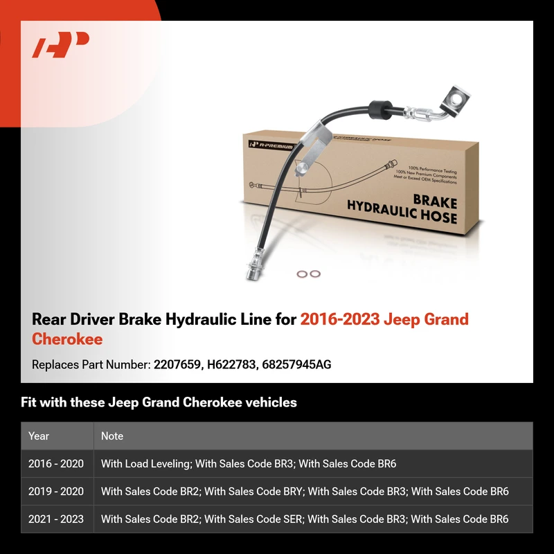 Rear Driver Brake Hydraulic Line for 2016-2023 Jeep Grand Cherokee