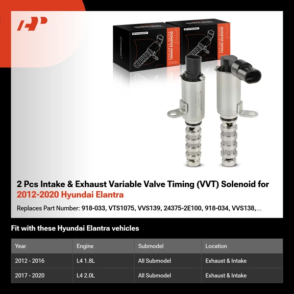 2 Pcs Intake & Exhaust Variable Valve Timing (VVT) Solenoid for 2012-2020 Hyundai Elantra