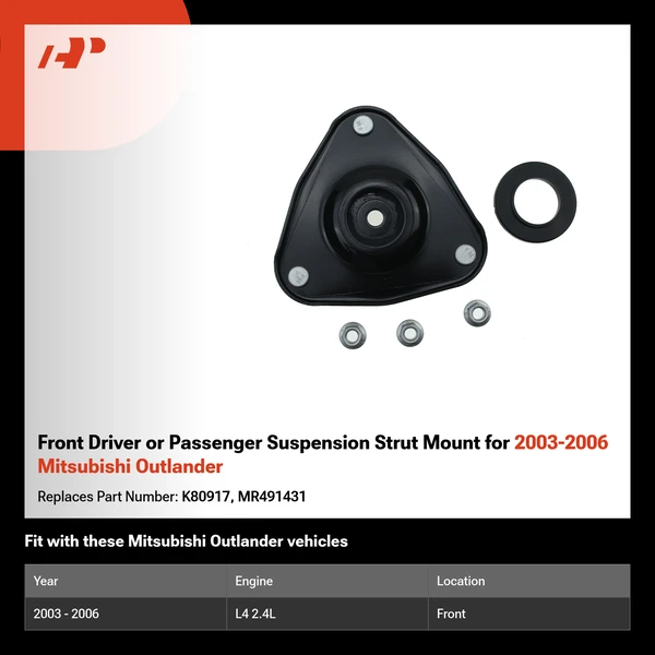 Front Driver or Passenger Suspension Strut Mount for 2003-2006 Mitsubishi Outlander