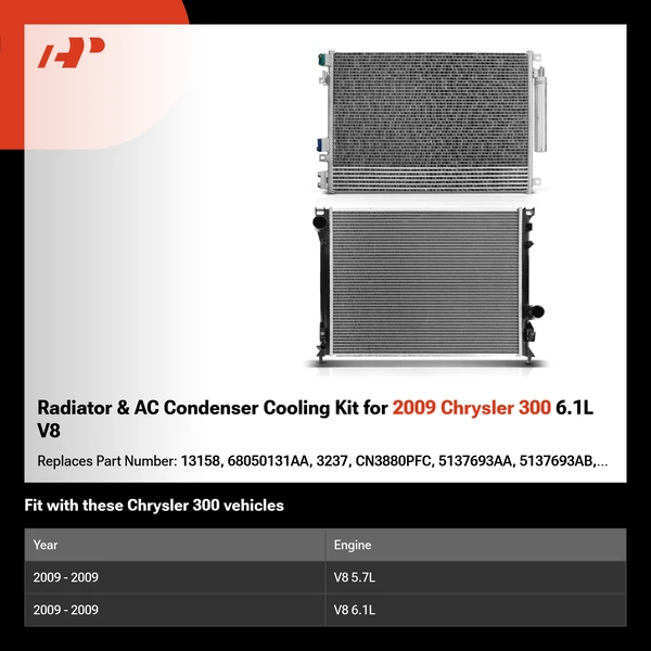 Radiator & AC Condenser Cooling Kit for 2009 Chrysler 300 6.1L V8