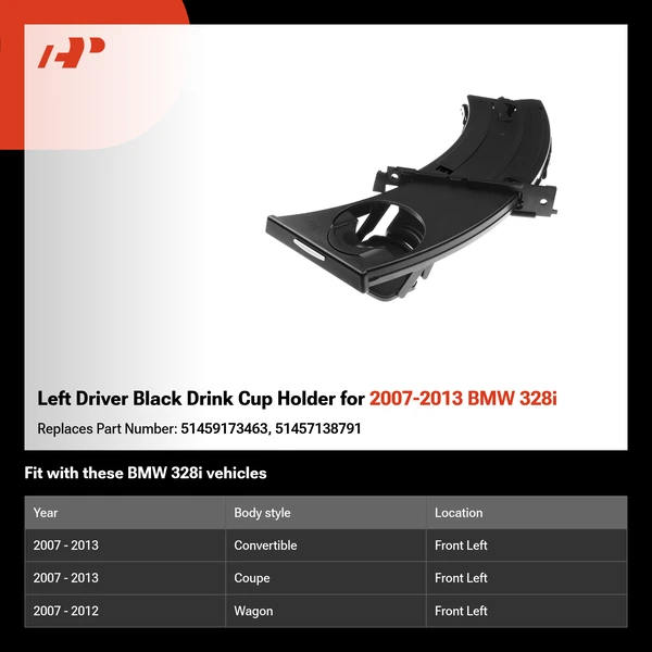 Left Driver Black Drink Cup Holder for 2007-2013 BMW 328i