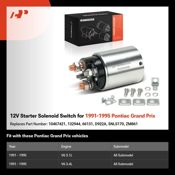 12V Starter Solenoid Switch for 1991-1995 Pontiac Grand Prix