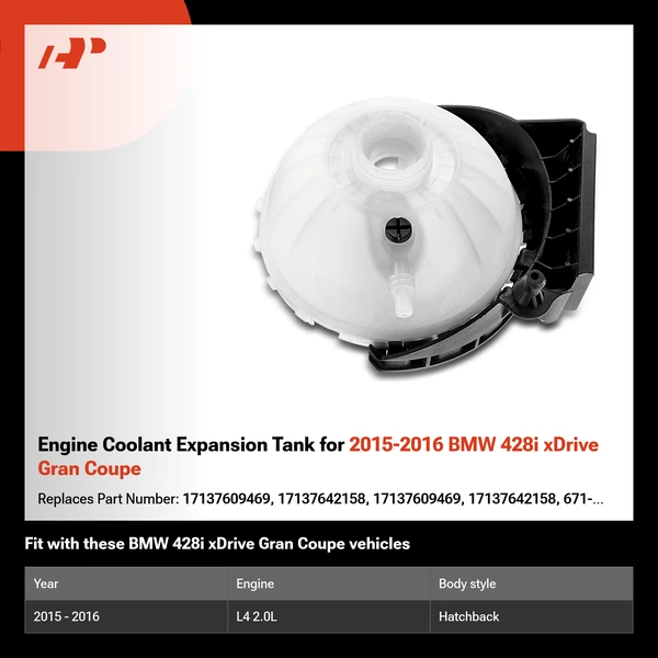 Engine Coolant Expansion Tank for 2015-2016 BMW 428i xDrive Gran Coupe