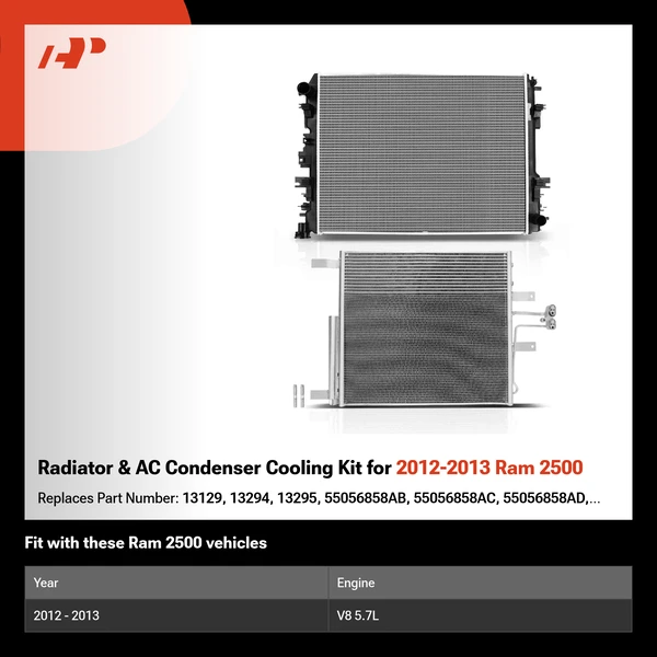 Radiator & AC Condenser Cooling Kit for 2012-2013 Ram 2500