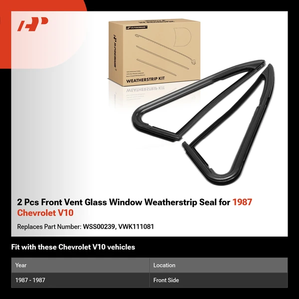 2 Pcs Front Vent Glass Window Weatherstrip Seal for 1987 Chevrolet V10