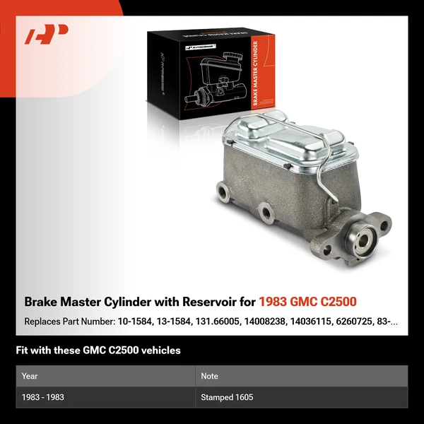 Brake Master Cylinder with Reservoir for 1983 GMC C2500