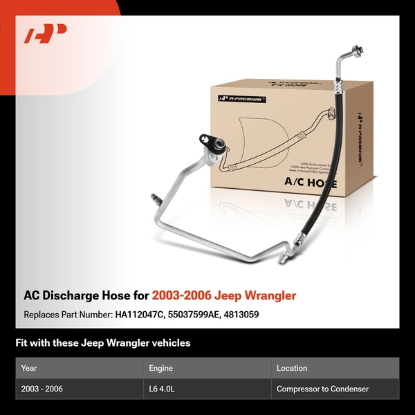 AC Discharge Hose for 2003-2006 Jeep Wrangler