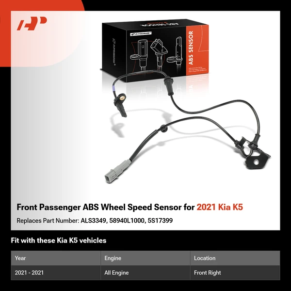 Front Passenger ABS Wheel Speed Sensor for 2021 Kia K5