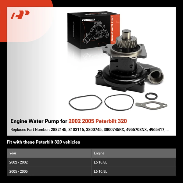 Engine Water Pump for 2002 2005 Peterbilt 320