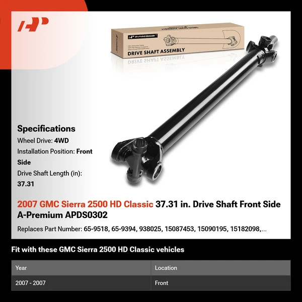 2007 GMC Sierra 2500 HD Classic 37.31 in. Drive Shaft Front Side A-Premium APDS0302