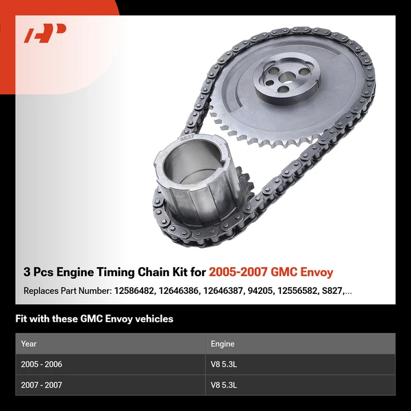 3 Pcs Engine Timing Chain Kit for 2005-2007 GMC Envoy