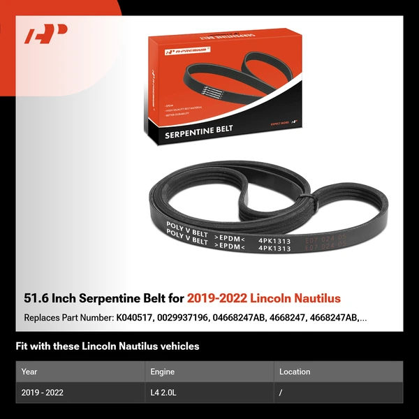 51.6 Inch Serpentine Belt for 2019-2022 Lincoln Nautilus