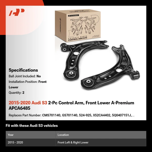 2015-2020 Audi S3 2-Pc Control Arm, Front Lower A-Premium APCA6485