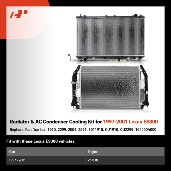 Radiator & AC Condenser Cooling Kit for 1997-2001 Lexus ES300