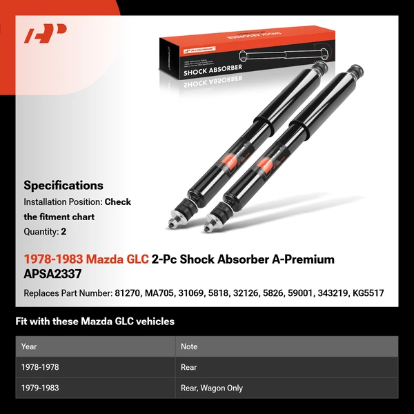 1978-1983 Mazda GLC 2-Pc Shock Absorber A-Premium APSA2337