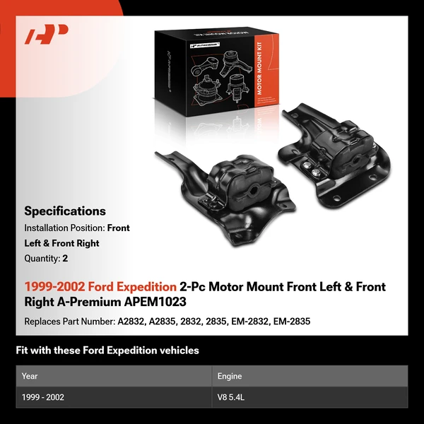 1999-2002 Ford Expedition 2-Pc Motor Mount Front Left & Front Right A-Premium APEM1023