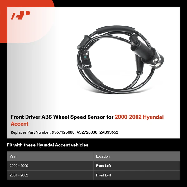 Front Driver ABS Wheel Speed Sensor for 2000-2002 Hyundai Accent