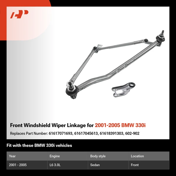 Front Windshield Wiper Linkage for 2001-2005 BMW 330i